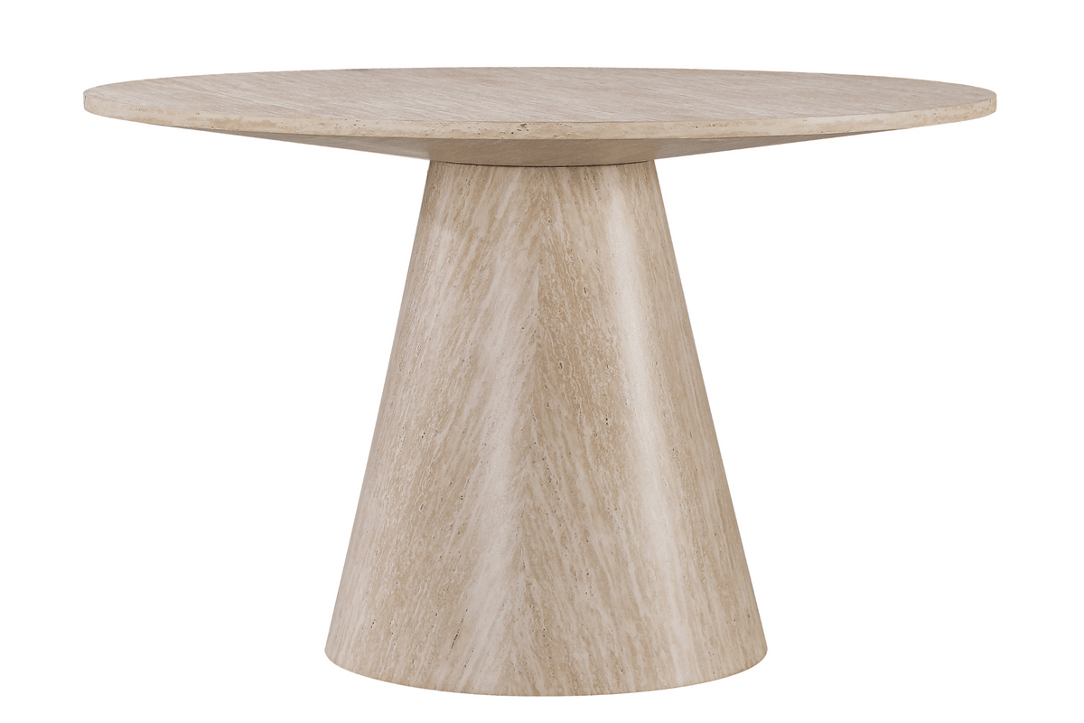 Table ronde extensible NELLA en bois – Ø 120 cm fermée / 200 cm ouverte – 2 rallonges intégrées