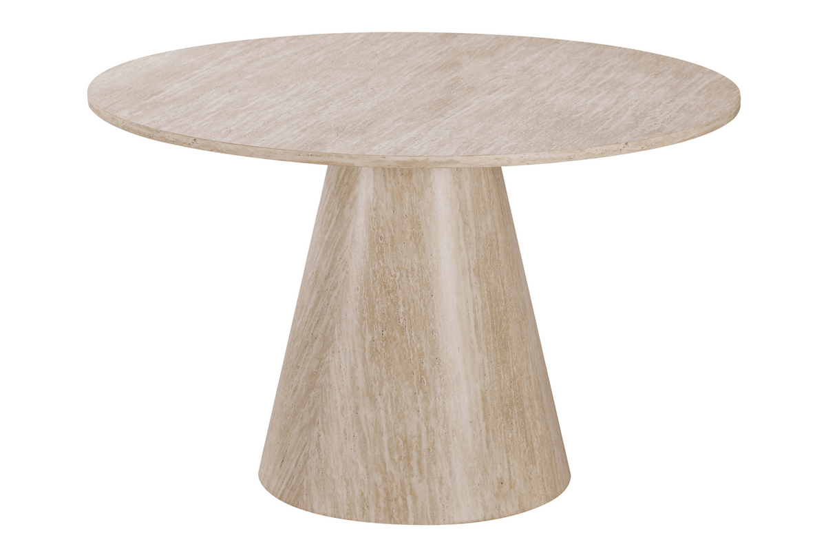 Table ronde extensible NELLA en bois – Ø 120 cm fermée / 200 cm ouverte – 2 rallonges intégrées