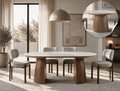 Table ronde extensible TARGA en bois – Ø 115 cm fermée - 85 cm ouverte – 2 rallonges intégrées